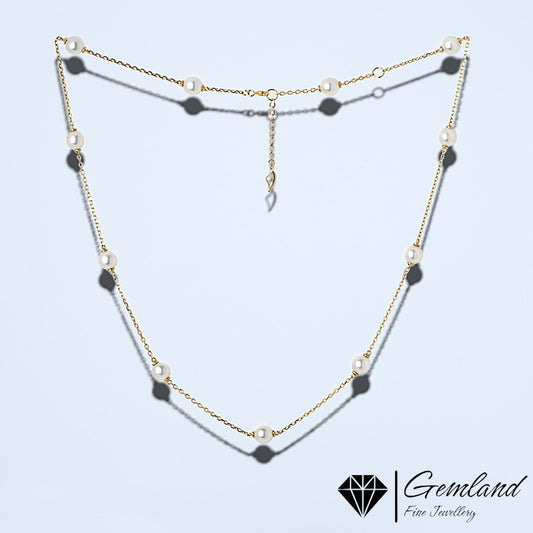 Victorian Freshwater Pearl Gold Necklace - Gemland